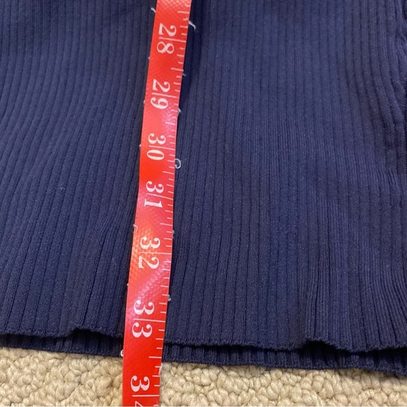 Parker Ruthie Rib Knit Short Sleeve Striped Side Cutout Mini Dress Navy Sz M - Picture 12 of 12